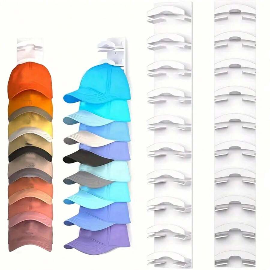 1/2/4pcs Wall Mounted Baseball Cap Storage Rack, Durable Adhesive Cap Rack, Suitable For Wardrobes And Doors, Black Plastic Storage Solution With Multiple Compartments For Easy Organization Of Hats, Space-Saving Closet And Entryway Hat Organizer, Neat Stackable Layout For Quick Access, Versatile Use For Bedrooms Dorm Rooms Garages Travel Prep And Gift-Giving Occasions