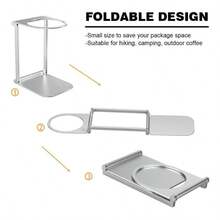Supporto portatile per macchina da caffè, in lega di alluminio con design pieghevole, accessorio leggero per uso esterno per un facile trasporto e conservazione - Argento - Visualizzare 5