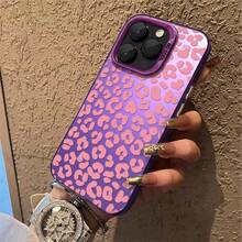 1 Stylish Phone Case (Lanyard And Stand Not Included). 1 Pink Leopard Print Heart Design Phone Case, Compatible With IPhone 17, Pro Max, 16, 15, 14, 13, 12, 11, Pro Max, Pro, XS, XS, X, 7 Plus, And 8 Plus. Shockproof Silicone, Feminine Vintage Style, Cute And Fashionable. Makes A Great Gift For Friends Or Loved Ones. - 紫色 - 查看 7