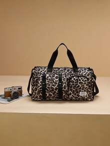 1件装全新大容量旅行包，短途旅行行李包，健身包，豹纹休闲女包，孕妇住院包，度假包，防水休闲包，带独立鞋仓的随身行李包，过夜包，耐用旅行收纳包，邮轮必备，度假必备，男女旅行必备，假日必备，旅行必备 - 棕色 - 查看 7