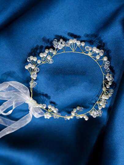 1pc Pearl Cluster Crystal Bridal Flower Crown, Silver Wire Vine Decor, Ethereal Elegant Bridesmaid Hair Accessory, Suitable For Photography, Wedding, Fairy-Like Outfits, Coronas, Tiara, Head Wreath, Hair Circlet