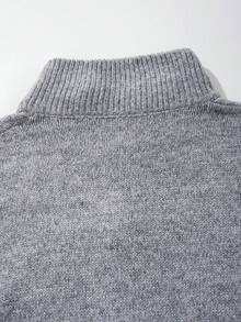 Herren lässiger einfarbiger Loose Fit Stehkragen Langarm Doppelreißverschluss Strickjacke, geeignet für Herbst und Winter - Grau - Übersicht 6