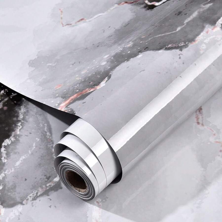 Papel Tapiz,60cm*1000cm Autoadhesivo Marmol Papel de Contacto,Prueba de aceite Vinil Marmol,Papel de Granito,Pelar y Pegar Para Muebles de Gabinete de Encimera de Cocina Encimera (Negro) - Negro - Ver 1