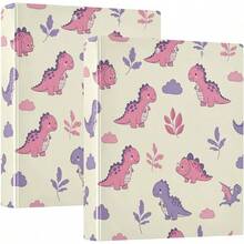 Carpeta de 3 anillos impresa de 1.5 pulgadas, carpeta de anillos en D con bolsillos, carpetas decorativas para la escuela universitaria u oficina, lindos dinosaurios de dibujos animados morados - talla únicax2 - Ver 12