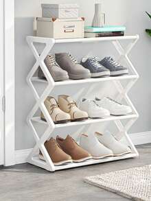 1 pièce Organisateur de rangement à 4 niveaux pour chaussures, meuble de rangement pour chaussures autoportant parfait pour la penderie, l'entrée, le couloir, le vestibule, le salon, la chambre. Assemblage facile, structure en métal économisant l'espace. Étagère d'affichage pour chaussures, bottes, Baskets, pantoufles et accessoires. Solution d'organisation design minimaliste moderne et compact. - Multicolore - Voir 15