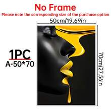 1 buc Art Deco clasic retro negru și galben abstract pictură pe pânză portret imprimat, artă pe pânză perete, poster cameră, decorare casă, consumabile de decorare cameră, dormitor, decorare living, cadru opțional