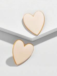 1 Đôi bông tai hình trái tim tráng men, phụ kiện trang sức thời trang dành cho nữ, mùa xuân/hè - Trái tim đơn độc - Xem 22