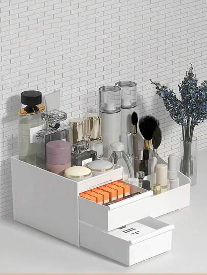 1pc Drawer Style Makeup Organizer Box, Cosmetic Storage Box, Skincare & Makeup Organizer For Eyeshadow, Lipstick, Nail Polish