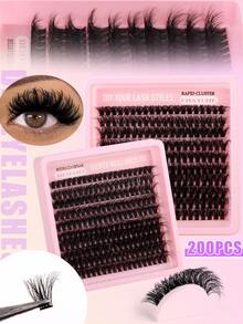 Kit De Extensão De Cílios 200/180/160 Peças, 14-20Mm, Conjunto Diy Para Extensão De Cílios Com Cola, Selante, Pinça, Pincel, Cílios Postiços Grossos Em Tufo 120D+140D+160D, Longos E Macios, Efeito Olho De Gato, Ideal Para Maquiagem, Festas, Viagens, Presente Perfeito Para Mulheres, Namorada E Mãe. - Multicolorido - Ver 17