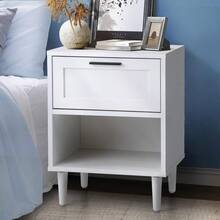 White Bedside Table With Drawer And Open Shelf 40 X 35 X 52cm Nightstand Home Storage End Side Table - EMMA1DrawerWhite - View 1