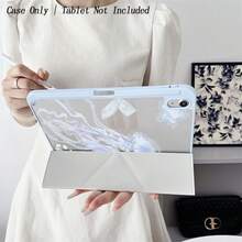 1个闪光水母平板电脑保护套 - 蓝色海洋主题图案，可折叠支架，防震半透明保护套，带笔槽，兼容iPad 10.9/10.2/Air第五代/Pro11/第十代/9.7/Air 2/iPad（第七代）/iPad（第八代）/iPad Air 4/5/iPad Pro 11/iPad第十代10.9英寸（2022款）智能保护套/iPad Air 13（M3 2025）/iPad Air 11（M3 2025）/iPad Air 11（A16 2025），支持自动睡眠/唤醒功能 - 彩色 - 查看 4