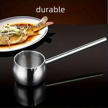 1pc Stainless Steel Long Handle Spoon, Cooking Oil Pot Spoon, Soup Ladle, Extended Design, Durable, Suitable For Stir-Frying, Seasoning And Pouring Oil