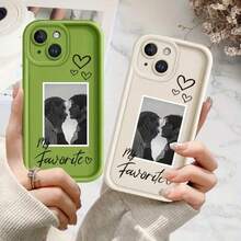 1 Stück personalisiertes Handyhülle mit 3 schwarzen Herzrahmen, personalisiertes Alltags-/Feiertagsgeschenk, kompatibel mit iPhone 11 12 13 14 15 16 Pro/Pro Max, XS/XS Max und Galaxy S25 S24 S23 S22 S20 Ultra/Plus, A56 A55 A54 A53 A52 A16 A15 A14 A13 4G/5G, modischer weicher Schutzfall, geeignet für Halloween, Weihnachten, Ostern, Vatertag, Muttertag, Valentinstag Geschenke