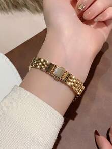 1 Stück Damen Ovale Quarz Uhr, elegant & modisch, geeignet für den täglichen Gebrauch, auch toll als Geburtstags-/Abschlussgeschenk oder für legere Anlässe - Gold - Übersicht 4