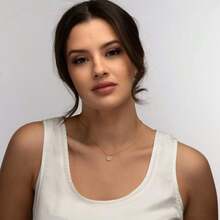 LuckyLy Collar de Mujer con Cuarzo Color Champaña o Metálico, Cadena de Acero Inoxidable con Baño Oro 18k o Color Plata y Piedra Drusa – Regalos para Mujer Originales y Regalos Mamá, Modelo Anya - Plata y Metálico - Ver 6