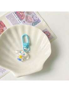 Sanrio 1/6pcs Anime Transparent Glitter Keychain Cartoon Music Bag Pendant Cute Key Accessories (Some Accessories Randomly Shipped)