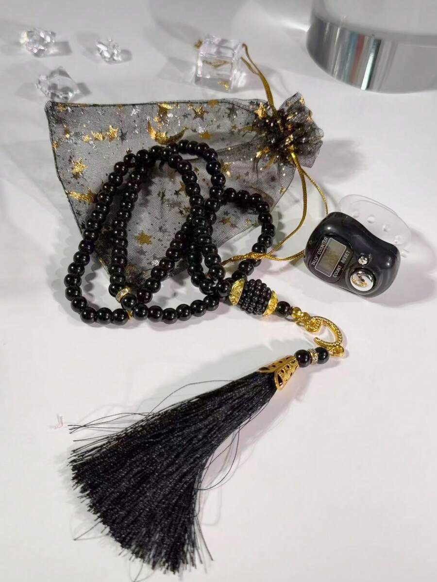 عداد مسبحة ب- 99 خرزة صغيرة، متعدد الألوان، مدمج وقابل للنقل، عداد إلكتروني عربي شرقي مناسب لعد الصلوات والتمارين والأعمال التجارية والاستخدام المنزلي وهدايا المناسبات - متعدد الألوان - مشاهدة 1