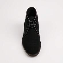 Men's Black Suede Chukka Boots Lace-Up Ankle Shoes Casual Breathable Smart Formal Dress Sneakers For Work & Wedding - 黑色 - 查看 7