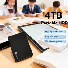 Portable External Hard Drive, 4TB Large Capacity Ultra-High Speed Data Transfer Portable Hard Drive, Suitable For USB 3.0 Compact Hard Drive, Portable And Shockproof, HDD External Hard Drive, Ultra-Low Power Consumption, Light And Easy To Carry.Suitable For Smartphones, OTGs, Universal Computers, Etc.The Perfect Gift Companion., Portable Storage Drive, Smartphone Storage, Data Backup, Lightweight Design, Sleek Storage, Shockproof Drive, Durable Construction, Highspeed Hdd, USB 3.0 - 4TB - 查看 4