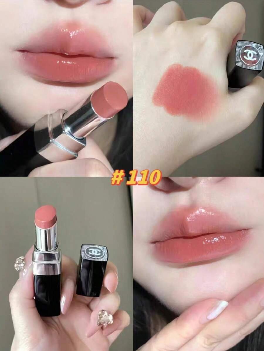 CHANEL Son môi Rouge Coco Flash #110, dưỡng ẩm và lâu trôi, màu sắc rực rỡ, 1.5g/0.05oz - Kem #110 - Xem 1