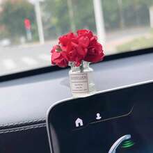 Jarrón de flores de seda en miniatura y difusor de fragancia con forma de conejo para el coche, accesorios de decoración interior del automóvil