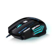 1pc New USB Wireless Mouse With Colorful Lighting, 2.4G Optical Mouse, Rechargeable Plug And Play, Suitable For Home And Office Use - 黑色-有線版 - 查看 3