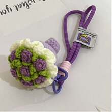 Crocheted Rose Flower Keychain, Delicate Realistic Rose Bouquet Keychain - Multicolor - View 14