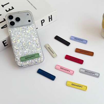 Invisible Adhesive Holder, Foldable Metal Stick-On Finger Ring Grip, Wireless Charging, Ultra-Thin Stand