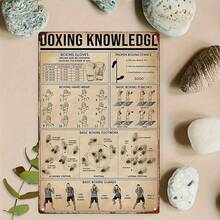 2D Flat - Vintage Boxing Knowledge Metal Sign - 20.32x30.48 Cm| Educational Boxing Poster With Gloves, Stance, Hand Positioning, Boxing Techniques & Guards| Ideal For Bedroom, Living Room, Dining Area, Bar & Outdoor Wall Decor - Mix - View 7