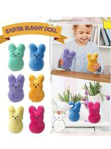 1pc/6pcs Easter Bunny Plush Doll, Cartoon Rabbit Doll, Cute Polyester Soft Plush Rabbit Decor, Suitable For Holiday & Mother's Day Gifts, Assorted Colors,Gifts For Kids,Dolly,Soft Toys - Multicolor - View 6