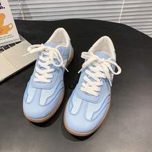 复古小众休闲女鞋，新款春秋极简白色鞋，百搭透气休闲运动鞋，学生跑步鞋 - 藍色 - 查看 8