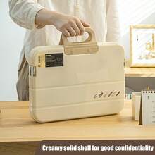 Caja De Almacenamiento De Carpetas De Papel A4 – Organizador De Documentos Portátil Con Cerradura, Estuche A Prueba De Polvo Para Almacenamiento  De Papel |   Bolsa De Archivo De Viaje Ligera - 1 - Ver 9