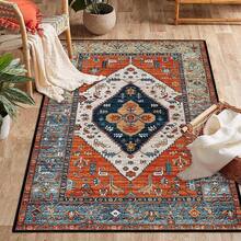 1 件复古风格地毯，仿旧红色波西米亚传统涤纶矩形易护理可洗区域地毯，适用于客厅、大厅、床边、起居室、卧室、办公室、厨房、农舍家居装饰 - 彩色 - 查看 18