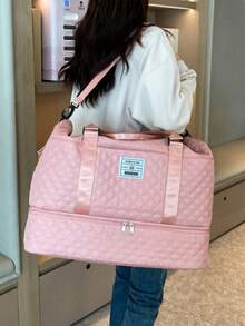 1pc Large Capacity Waterproof Travel Duffle Bag, Carry-On Handbag, Quilt Clothes Storage Bag, Simple Packing Luggage Bag Perfect For Travel And Dorms, Bedroom Accessories School Supplies Back To School Dorm Essentials Travel Bag For Suitcase Overnight Bag Gym Bag Weekend Bag Duffel Bag For Luggage Carry On Bag College Bag Luggage Bags Weekender Bag Hospital Bag Holiday Winter Pink - 粉色 - 查看 2