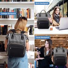 LOVEVOOK Laptop Backpack15.6 Inch Professional Womens Purse Computer Bag Nurse Teacher Backpack Waterproof College Work Bags Carry On Travel Back Pack With USB Port Black - Blackstripe - View 5