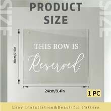 1pc "Reserved" Acrylic Signage For Wedding Ceremony, Reserved Seat Indicator - Multicolor - View 3