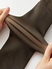 半双装女士不透明连裤袜，保暖内衬连裤袜，舒适保暖，适合日常穿着和约会，秋冬季节适用。 - 黑色 - 查看 6