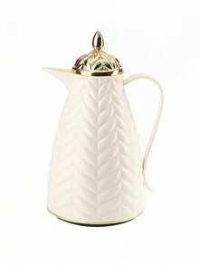 1pc 1L Pink Glass Vacuum Insulated Bottle, Plastic Shell, Home Decor, Coffee/Tea Thermal Carafe - Beige - View 15