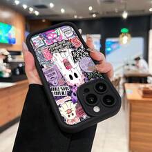 Funda para teléfono con fantasmas y adorables iconos, compatible con teléfonos ,  17,  16 Pro Max,  15 Pro Max,  13 y  12. Fabricada en TPU, ofrece protección contra golpes y caídas. Ideal para amantes de los libros, fanáticos de Halloween y amigos con gusto por los diseños originales. Un regalo encantador para cualquier ocasión y una excelente manera de expresar tu lado más misterioso. - Negro - Ver 6