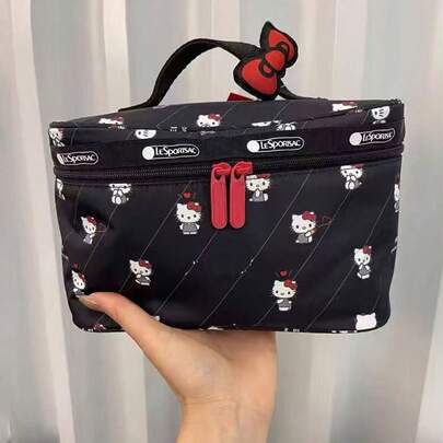  1pc Sanrio Cute High-Quality Kitty Cat Large Capacity Handbag Cosmetic Bag, Minimalist Fresh Style Kitty Makeup Organizer, Portable Travel Makeup Pouch, Surprise Gift