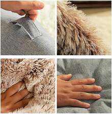 Cama cerrada para gatos, calmante, cama para perros pequeños, cueva para gatos con forro de felpa, casa para dormir interior para mascotas con cojín suave, gatito, cachorro, dormitorio pequeño, - Gris - Ver 8