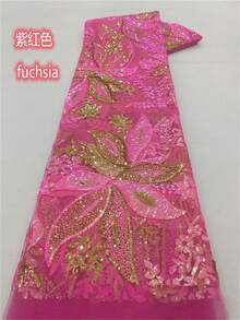 Vải lưới thêu cao cấp màu vàng bán chạy nhất của Pháp, pha chút xanh lá cây, chất liệu Nigeria và châu Phi, thích hợp cho tiệc cưới, kèm màu tím. - Nhiều màu - Xem 7