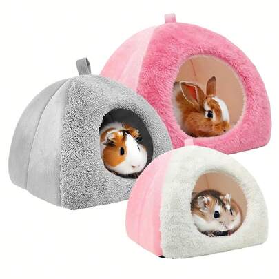 3-In-1 Small Pet Nest, Thick Sponge Pet Bed Suitable For Hamsters, Guinea Pigs, Rabbits, Hedgehogs, Multi-Color Animal Playhouse And Hideaway