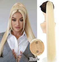 Long Straight Drawstring Ponytail Extensions Black Brown Blonde 34/36inch Long Fake Pony Tail Natural Soft Clip In Hairtail Extension Synthetic Heat Resistant Ponytail Hairpiece For Women Daily Wear ﻿1pc - Multicolor - View 14