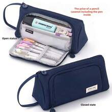 Large Capacity Pencil Case, Simple & Creative Canvas Pencil Box For Middle School Students - Multicolor - View 12