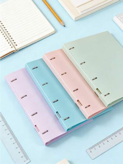 1 Stück A4 D-Ring 4-Loch Aktenordner, gedämpfte Farbton Dokumentenorganizer, gelochter Loseblattordner für Büro, Prüfungsunterlagen