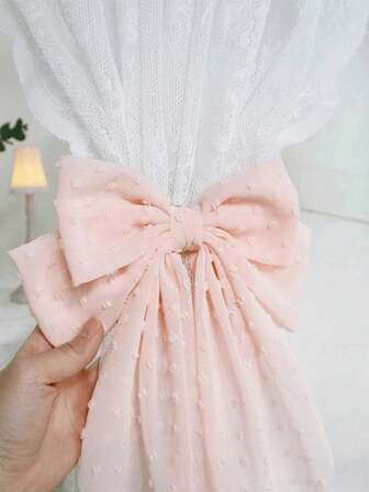 1/2pcs Oversized Silky Satin Bow Curtain Tieback, Hair Clips, Reusable Party Decor Props For Birthday, Photography, Outdoor Events, Weddings, Parties