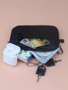 1 Stück multifunktionale Outdoor-Tasche, kann Kopfhörer, Schlüssel, Kartenetui, Münzbeutel aufbewahren, lässiger Stil, Produktgröße: 14cm*10cm*2cm, für Frauen und Männer, Geldbörse, Mini-Geldbörse, Portemonnaie, kleine Geldbörse, Reisegeldtasche, Münzbörse