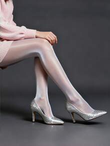 1 đôi quần tất Aurora bóng bẩy cỡ lớn dành cho nữ, quà tặng Giáng sinh - trắng - Xem 9