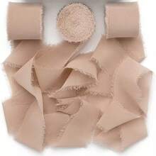 3 rollos de 4*500cm de cintas de tela de color café y rosa claro para envolver regalos y decoración - Tez café rosa claro 3 volúmenes - Ver 5